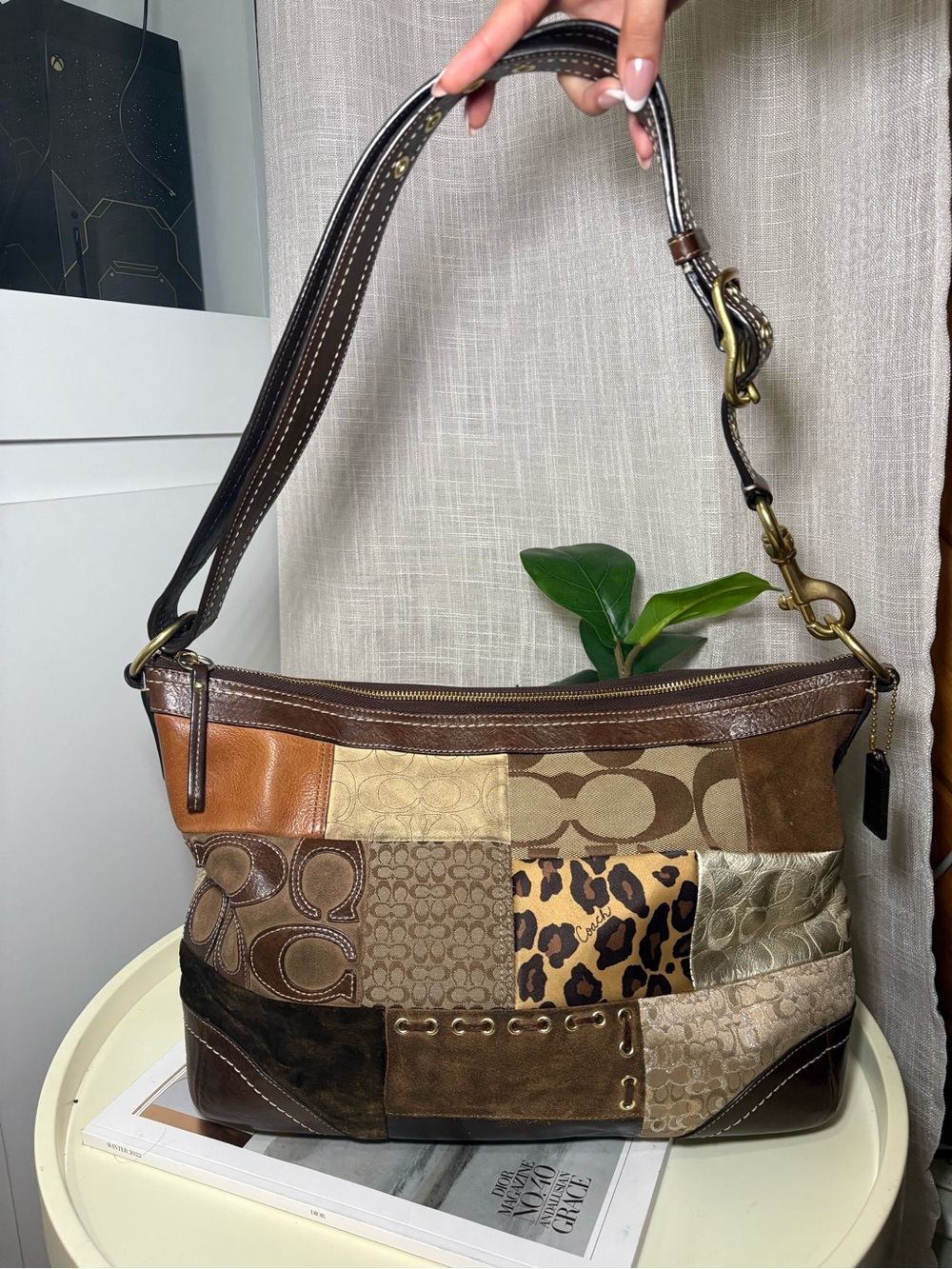 Coach Brown Beige Patchwork Shoulder Bag multicolor Y2K vintage 2000s